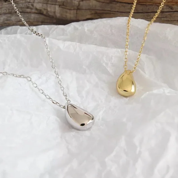 NEW 18” GOLD WATER DROP 925 STERLING SILVER NECKLACE,NICE NECKLACE,CUTE NECKLACE - Picture 4 of 4